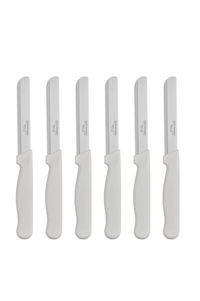 Meturas Set of 6 Flat Fruit Knives – Handle, Stainless Steel, Ergonomic and Sharp