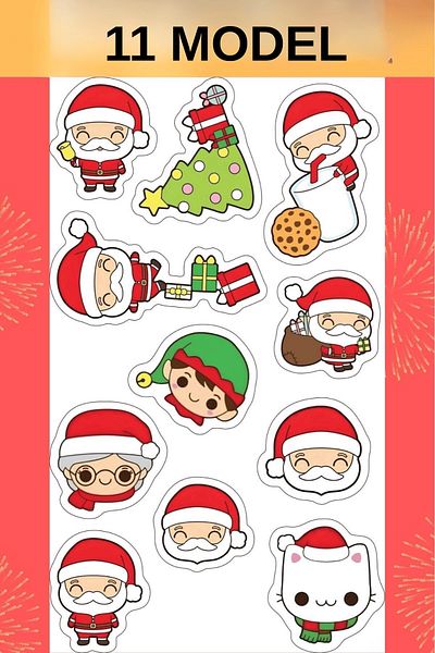Emtory 11 Pieces Santa Claus Sticker - New Year's Sticker - New Year's Gift Packaging - New Year's Ornament - Gift Package