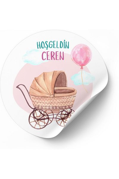 ARLetikettasarım Newborn Round Adhesive Sticker 3.5 cm 88 Pieces - Arletikettasarim