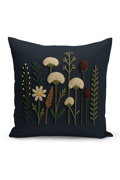 Bertille Home Husă de pernă imprimată digitală pe două părți (aspect de model de broderie Punch/Punch)