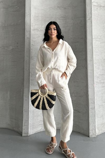 İstangül Butik Coastal Muse Muslin Fabric Oversize Double Set
