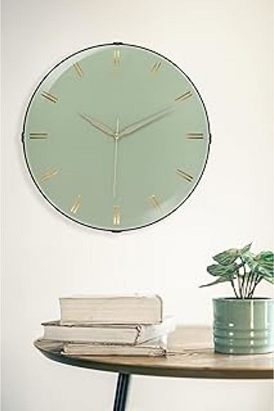 DENİZ Galaxy Exclucive Compass Series Curved Classic Dial Home and Office Wall Clock 35 cm Mint Green