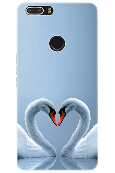 Vestel Venüs Z20 Uyumlu Kılıf Desen Baskılı Silikon Kuğ ve Kalp STK:305 CP-5b...