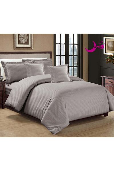 homestyle King Size Striped Bedding Set with 6 Pieces - Gray