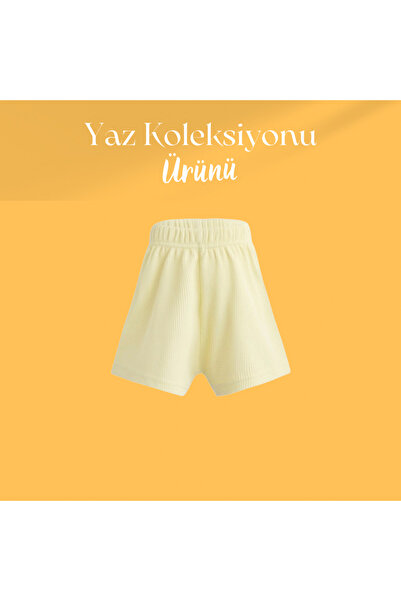 % 100 Pamuk Bel Kısmı Lastikli Kız Çocuk Şort