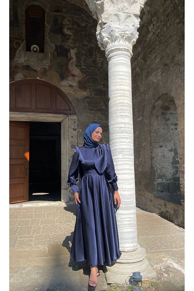 MOOLİSA Bera Evening Dress Satin Hijab Evening Dress, Graduation, Prom, Evening Dress