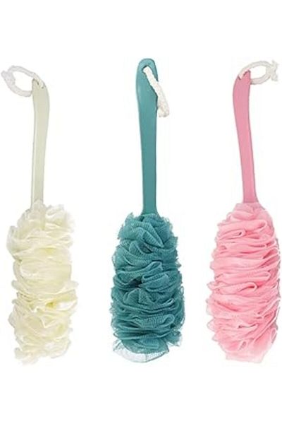 NETWORK ART Busstier Long Handled Bath Loofah - Soft and Durable Bath Loofah with Ergonomic Handle, Hard to Reach Area
