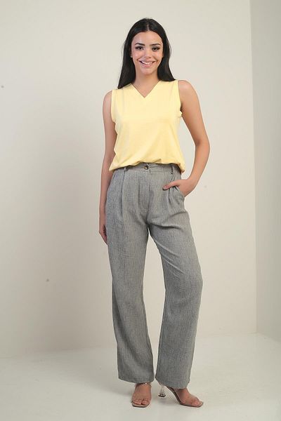 By Saygı Pantaloni palazzo de damă cu talie elastică și buzunare