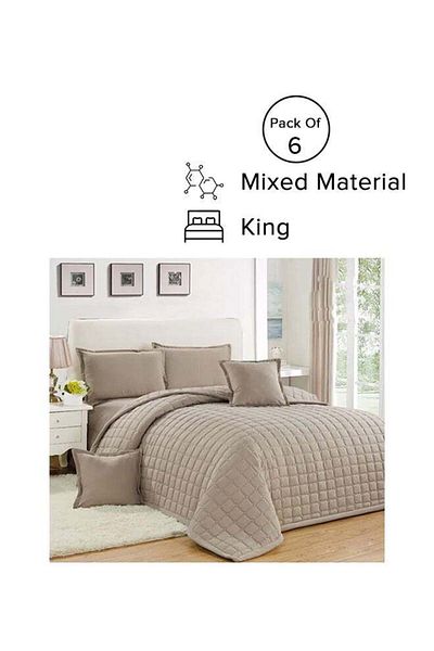 Moon Compressed Quilt Set, 6-Piece Microfiber Brown 220x240cm