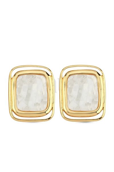 luxyansımalar Large Square Earrings White