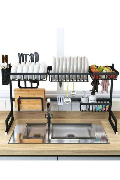 Generic Dish Drying Rack Over Sink Kitchen Supplies Storage Shelf Tableware Drainer Organizer Utensil