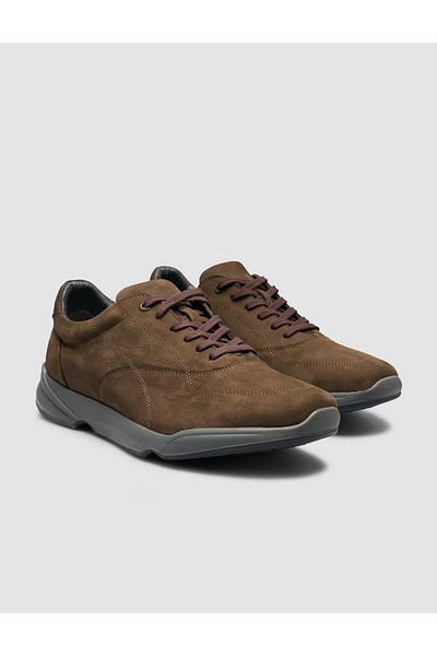 Cabani 100% Genuine Leather Khaki Suede Lace-Up Men's Sports Shoes