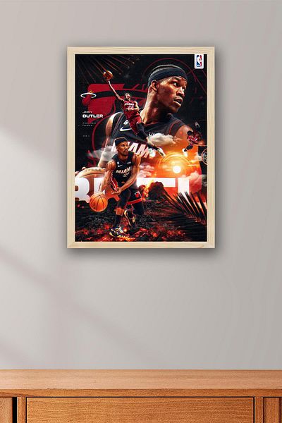 Saturn Jimmy Butler Framed Painting - Miami Heat Nba Poster Painting