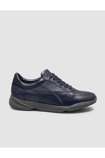 Cabani 100% Genuine Leather Navy Blue Suede Lace-Up Men's Sports Shoes