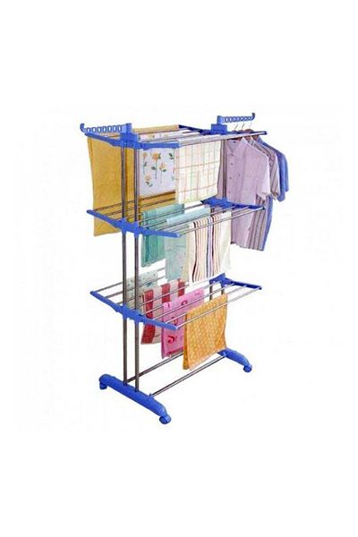 Generic Stainless Steel Clothes Hanger 3 Layers Blue 12cm