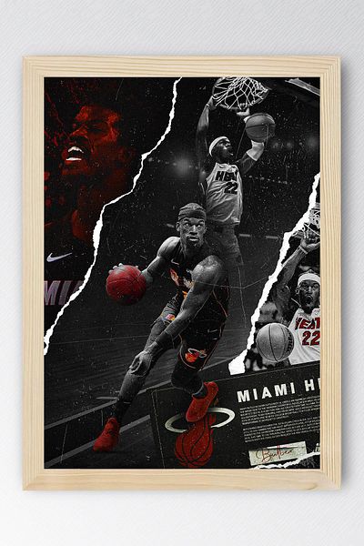 Saturn Jimmy Butler Framed Painting - Miami Heat Nba Poster Painting