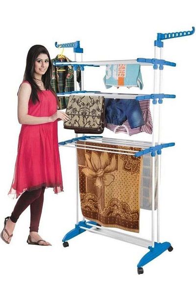 Generic Retractable Drying Rack Clothes Garment Airer 4-tier Stainless Steel, Indoor Outdoor Use wit