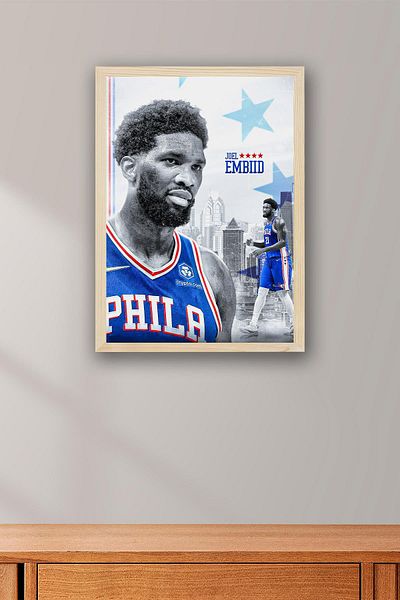 Saturn Joel Embiid Pictură înrămată - Pictură poster NBA de baschet