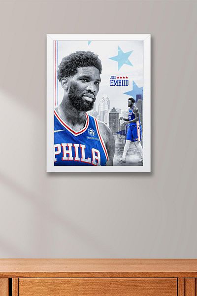 Saturn Joel Embiid Pictură înrămată - Pictură poster NBA de baschet