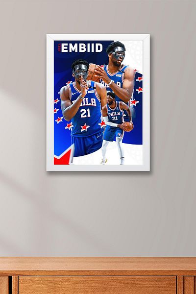 Saturn Joel Embiid Pictură înrămată - Pictură poster NBA de baschet