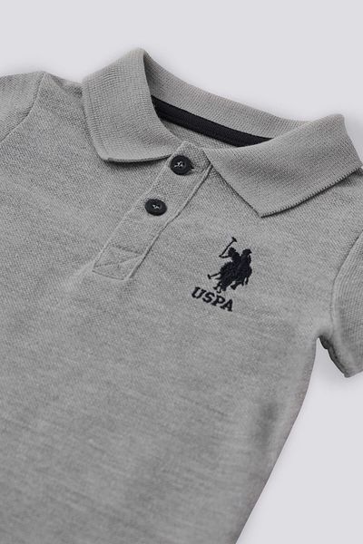 U.S. Polo Assn. Baby Boy 2 Piece Short Sleeve T-Shirt Set - Gray Melange