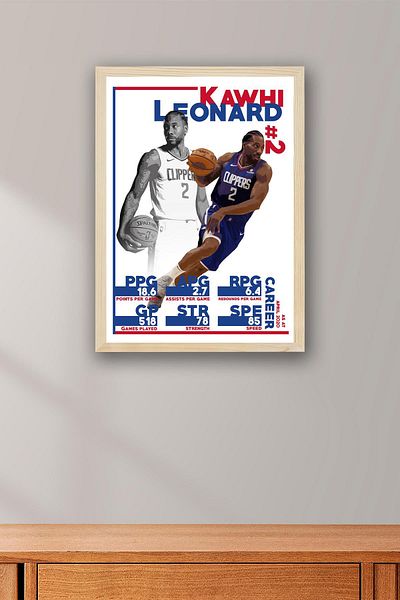 Saturn Pictură înrămată de Kawhi Leonard - Pictură poster NBA de baschet