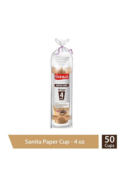 Sanita Paper Cups Size 4oz 50pcs Disposable Eco-Friendly Cups for Hot & Cold Beverages
