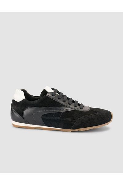 Cabani 100% Genuine Leather Black Suede Lace-Up Women's Sneaker