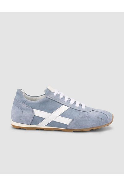Mona Mae 100% Genuine Leather Blue Suede Lace-Up Women's Sneaker