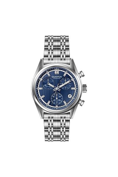 Quantum Pwg1209.390 Chronograph All Functions Active 10 Atm Water Resistant Steel Case Steel Cord