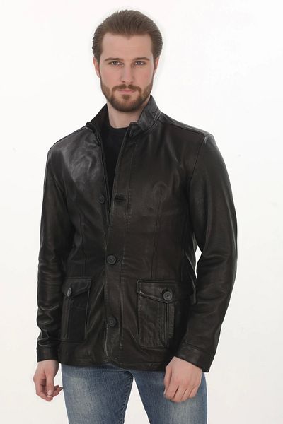 PayBuy Men's Classic and Modern Derimont Genuine Lambskin Jacket Black Handmade Men's Coat
