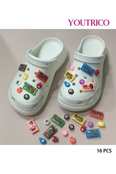 Youtrico 16pcs Fashion Chocolate Candy Jibbitz Charms for Slipper Ornament
