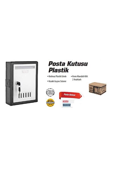 RUBY BOUTİQUE 332 Plastic Mailbox with 2 Keys
