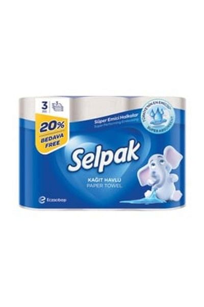 Selpak Super Absorbent Kitchen Paper Towel 80 Sheets x 3Ply 3 pcs