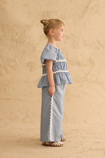 Fahhar Kids Σετ βαμβακερό με κορδόνι γαλάζιο
