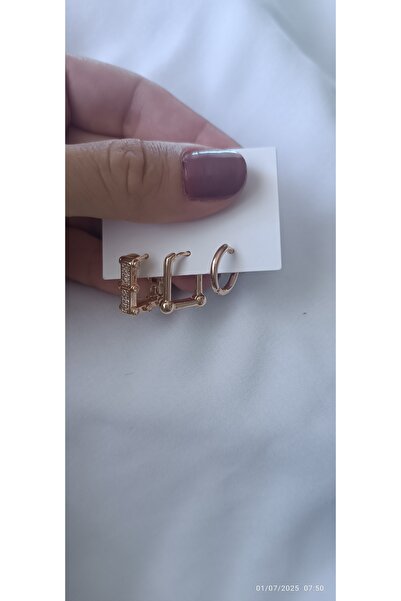 ARİ TAKI Rectangular 3 Steel Earrings