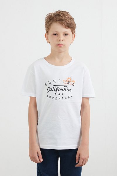 Fulla Moda Tricou pentru băiat 100% bumbac cu text imprimat pe față și pe spate