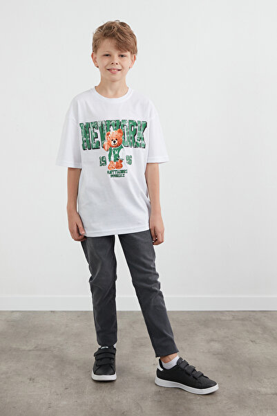 Fulla Moda Αγόρι μπλουζάκι με στάμπα Νέας Υόρκης και αρκουδάκι