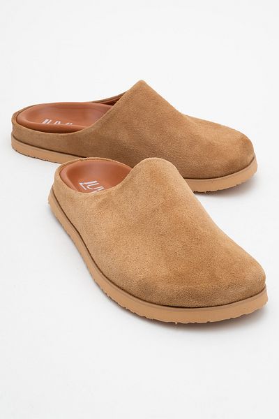 LuviShoes SPACE Γυναικείες παντόφλες από γνήσιο δέρμα Earth Suede με κλειστή μπροστινή πλευρά