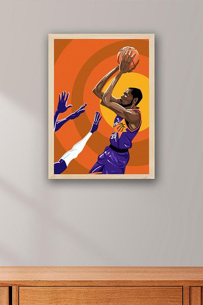 Saturn Kevin Durant Framed Painting - Basketball Nba Poster Painting