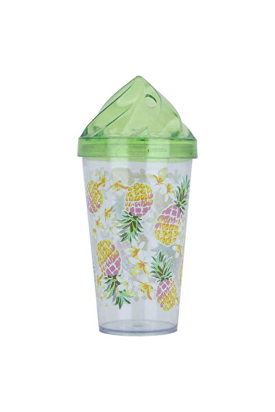 Generic Al Saif Gallery Plastic Cup With Straw, 660 Ml - Green