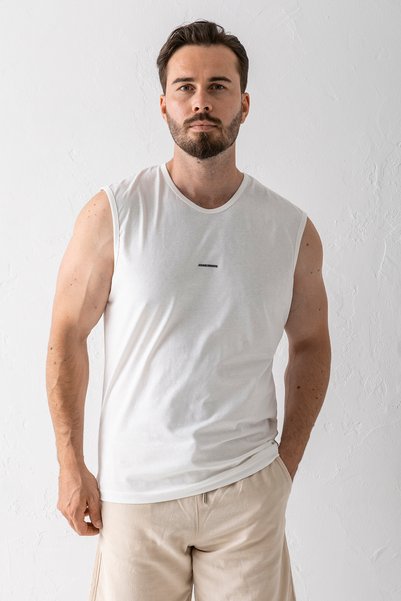 JB John Borners Men's Crew Neck John Borners Printed Sleeveless T-Shirt White - 2752