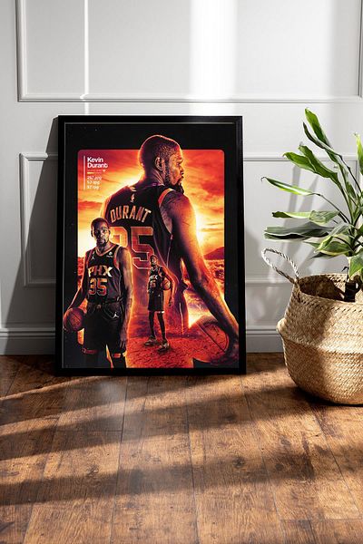 Saturn Kevin Durant Framed Painting - Basketball Nba Poster Painting