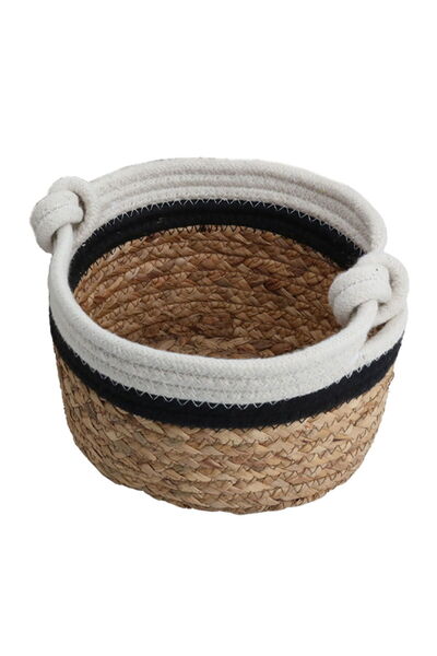 Alsaif Gallery Saif Gallery Cotton Basket Set, 30 x 24 x 21 cm, Round, with Handle, 3 Pieces - Brown