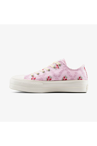 Converse Converse Chuck Taylor All Star Lift Rose Cross Stitch Unisex Pembe Platform Sneaker