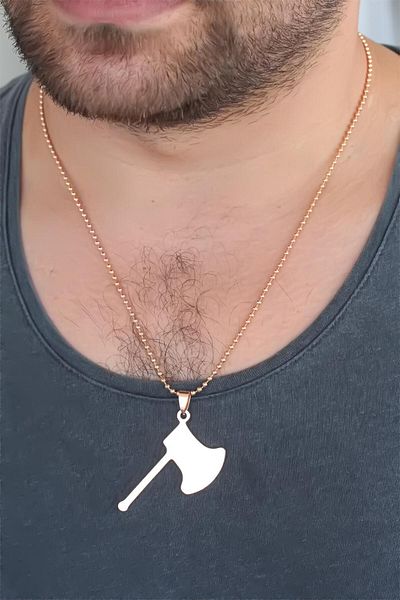BESKAR Rose Color Metal Axe Figured Men's Necklace