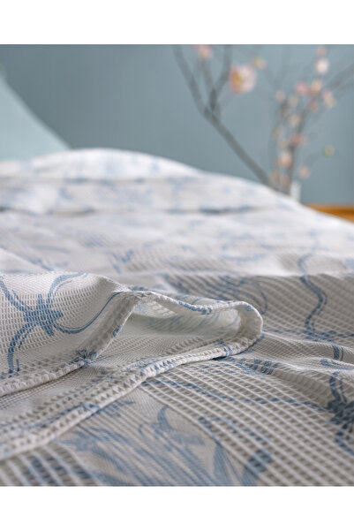 Madame Coco Rotule King Size 100% Bumbac Karde Printed Pique - Albastru