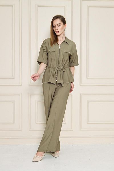 LOVELF Zippered Pocket Detail Modal Double Suit Khaki