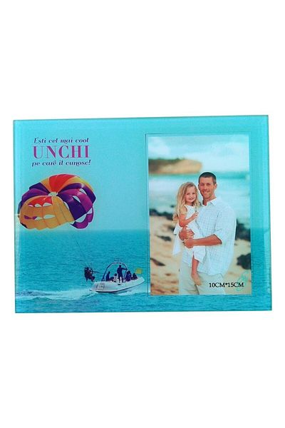 Blusmart Glass photo frame for 10x15 format photos with dedication for uncle, M3