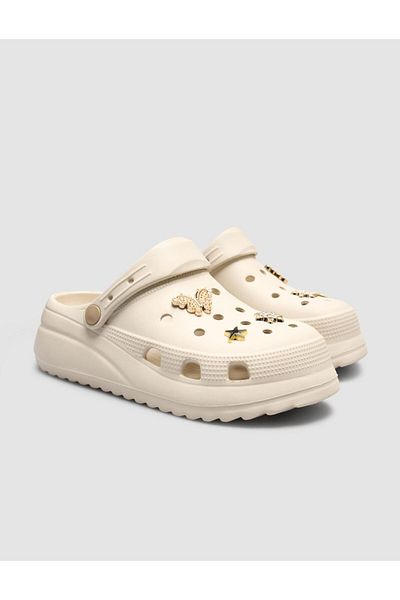 Cabani Snx Ivory Stone Detailed Women's Eva Slippers